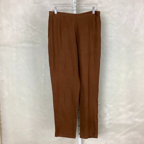 Flax Brown Linen Trouser Pants Lagenlook 4-6 - Picture 1 of 5